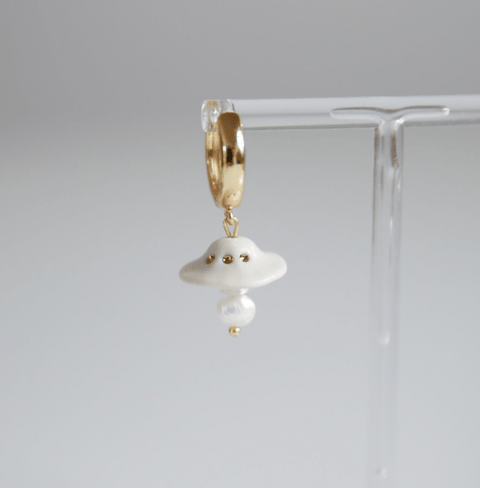 UFO Earrings, White - The WonderMart