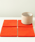 Wool Felt Coaster Set, Red Zig Zag - The WonderMart